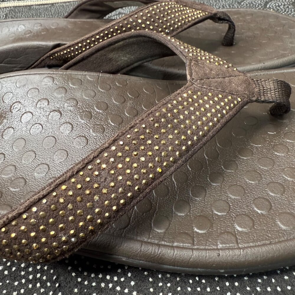 Vionic Womens Brown Orthotic Flip Flops Size 9 - Picture 7 of 10